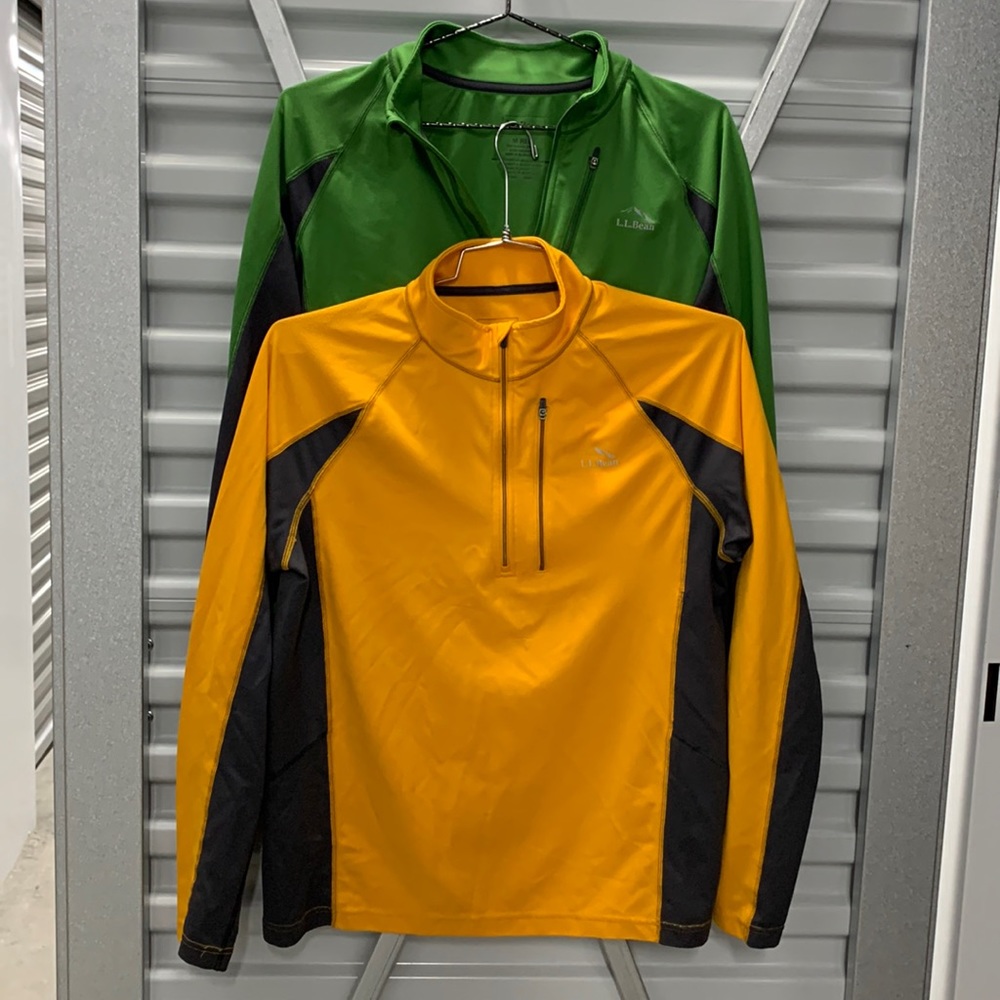 Pair of two (2) LL Bean quarter zip thermal underlayer workout gear athletic USA